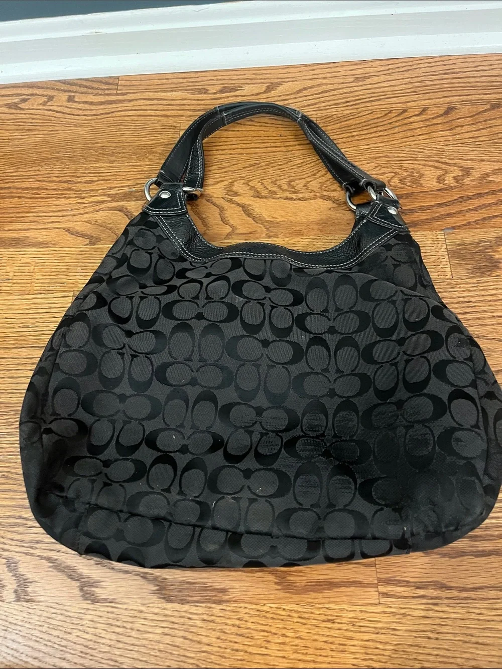 Coach Large Vintage F17403 Lynn Soho Black Signature C Canvas Bag - well loved!